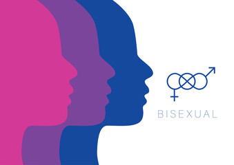 Bisexual people. Bisexual pride flag colors. Bisexuality icon vector. Bisexual pride flag symbol. Bisexuality symbol