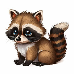 Raccoon Cartoon Illustration. Generative AI