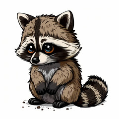 Fototapeta na wymiar Raccoon Cartoon Illustration. Generative AI