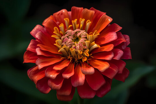 Zinnia (Zinnia elegans) - Flower native to Mexico and Central America - Known for their bright colors and long-lasting blooms. A symbol of lasting friendship (Generative AI)