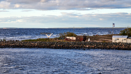 Fototapeta premium Russia. White Sea-Baltic Canal. Onega lake. Mouth of the Vytegra River. Volgo-Balt named after V.I. Lenin