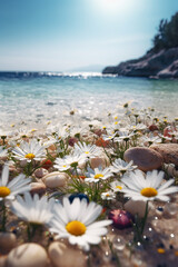 flowers on the beach