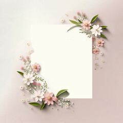 Card with flower frame, Generative AI