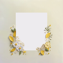 Card with flower frame, Generative AI