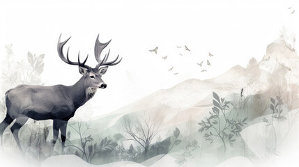 Ethereal deer illustration generative ai