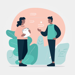 man and woman talking, vector illustration