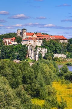 Beautiful historic monastery on the Vistula River in Poland. Benedictine abbey in Tyniec near Krakow, Poland.