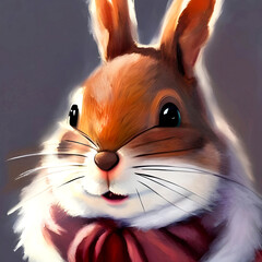 Squirrel close up image in drawing style, illustration