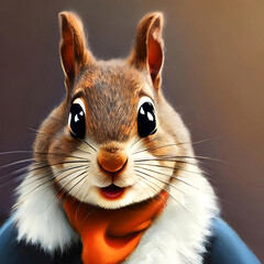 Close-up squirrel with small ears, illustration style image