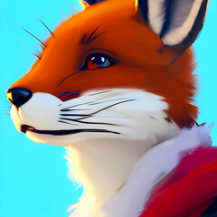 Fox in profile, close-up illustration of a mustachioed character