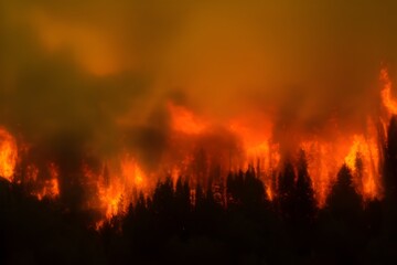Fototapeta na wymiar Spring fires creepy shots, burning trees and grass