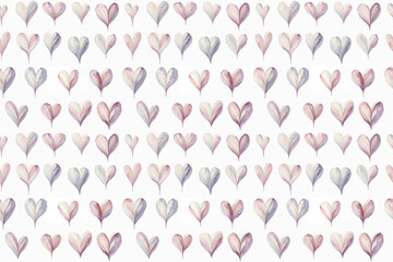 Seamless colorful watercolor painted hearts template. Valentine's Day background.