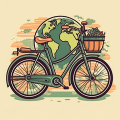 World bicycle day. Illustration AI Generative.