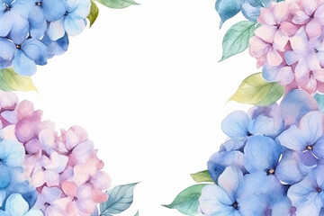 Hydrangea flower watercolor background. Illustration AI Generative.