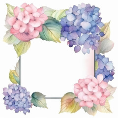 Hydrangea flower watercolor background. Illustration AI Generative.