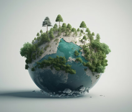 Green Environment Day Background. Illustration AI Generative.
