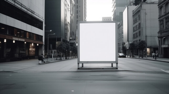 Empty bigboard on big city street. Illustration AI Generative.