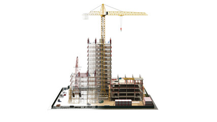 Building Construction Site, BIM Project, 3d rendering, 3d illustration - 591290941