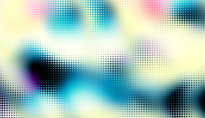 Abstract defocused horizontal background with pop art halftone dots. Vector image. © kastanka
