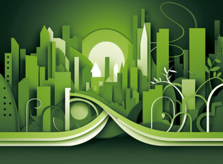 Green Environment Day Background. Illustration AI Generative.