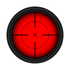 Various weapon thermal infrared sight, sniper rifle optical scope. Hunting gun viewfinder with crosshair. Aim, shooting mark symbol. Military target sign. Game UI element. Vector illustration