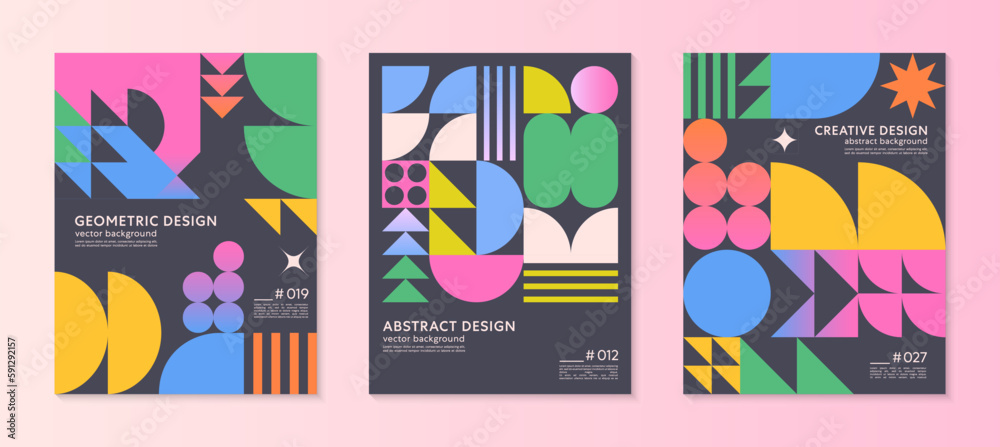 Wall mural abstract bauhaus geometric pattern backgrounds with copy space for text.trendy minimalist geometric 