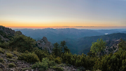 Cazorla saw. Sunset in the natural park of the Sierra de Cazorla, Segura y Las Villas, the largest protected area in Spain. Located in the province of Jaen, Andalusia, Spain