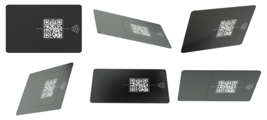 Digital business card with nfc chip and qr template transparent background - 3D rendering