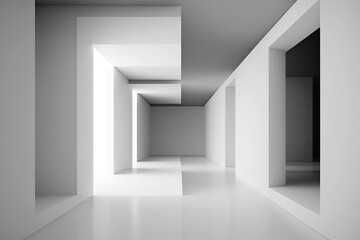 an Empty White Room with No Furniture or Decorations. Generative AI