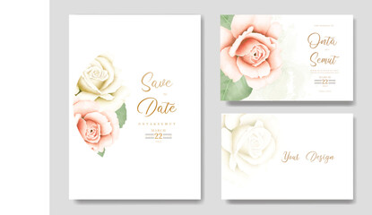 Elegant Floral Roses Watercolor Wedding Invitation Card 