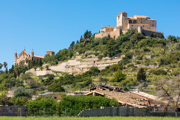 Fototapeta na wymiar Castle and Sant Salvador Sanctuary, in the village of Artá, in Mallorca (Balearic Islands, Spain). .