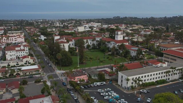 Slight parallax of the county courthouse in Santa Barbara California