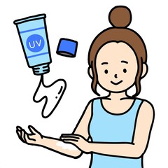 日焼け止めを塗る女性