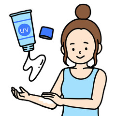 日焼け止めを塗る女性