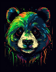 Panda Bear Logo, Paint, Water Color,  Graphic Design, Logo Design, T Shirt Design. Generative AI