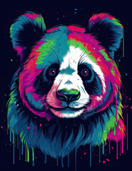 Panda Bear Logo, Paint, Water Color,  Graphic Design, Logo Design, T Shirt Design. Generative AI