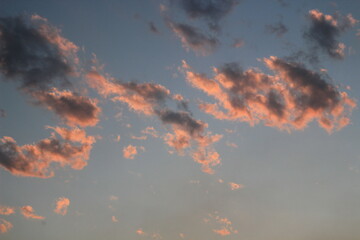 Scattered Clouds on blue sky in sunset time 