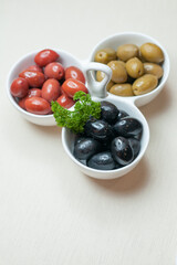 front view fresh olives on white background meat color dinner dish food plant salt