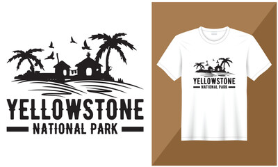 yellostone national park illustration village bird vector t shirt design