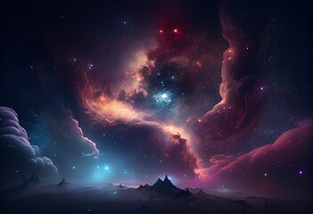 Fototapeta na wymiar Galaxy, space sky. Stars, lights, fantasy background. Generative AI