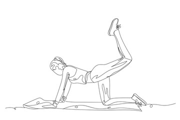 Sporty woman doing exercise on white background