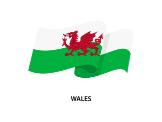 Waving National flag of Wales on white background. Vector illustration