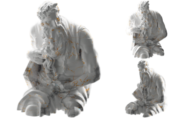 3D render of Moses statue in marble gold Perfect for website, social media, promotional materials