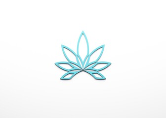 Cannabis plant in minimalist style icon isolated on white background. 3D Render illustration