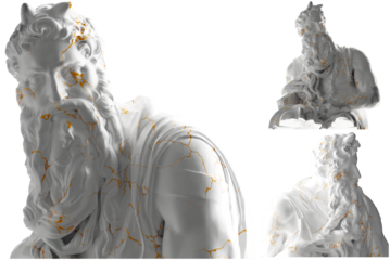 3D render of Moses statue in marble gold Perfect for website, social media, promotional materials