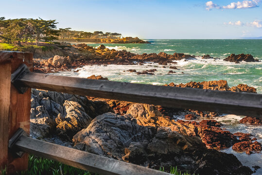 Rocky coastline on Pacific Grove, California.