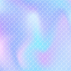 Holographic scale background with gradient mermaid.