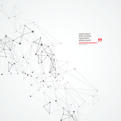 Geometric connected line and dots. Simple technology graphic. Vector science design. Digital vector network background