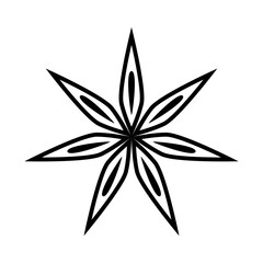 Star anise icon. Linear style herb and spice logotype. Black on white background silhouette symbol.