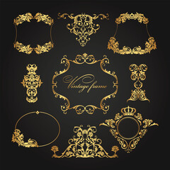 Decorative vintage frames and elements. Retro ornamental floral frame, ornaments and ornate border. Calligraphic frames. Vector for label, corporate identity, wedding invitation, card. Isolated
